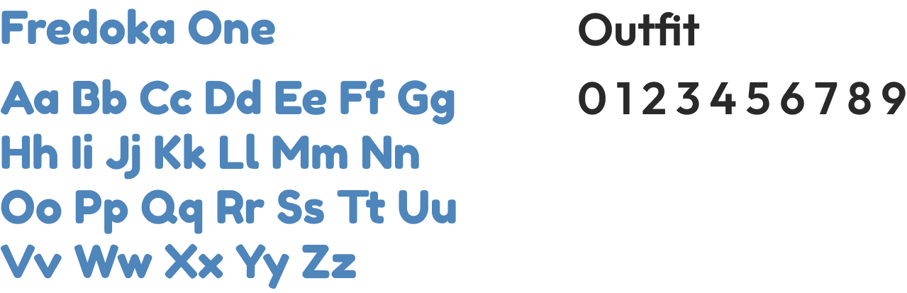 Giggles typography — Fredoka One display font in blue and Outfit body font